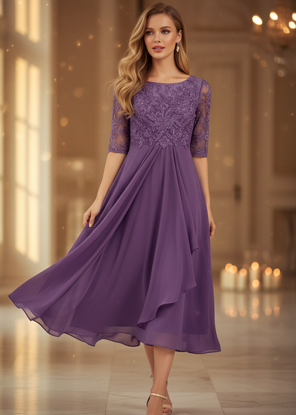 Festliches Chiffonkleid in Lila - Ansicht 1
