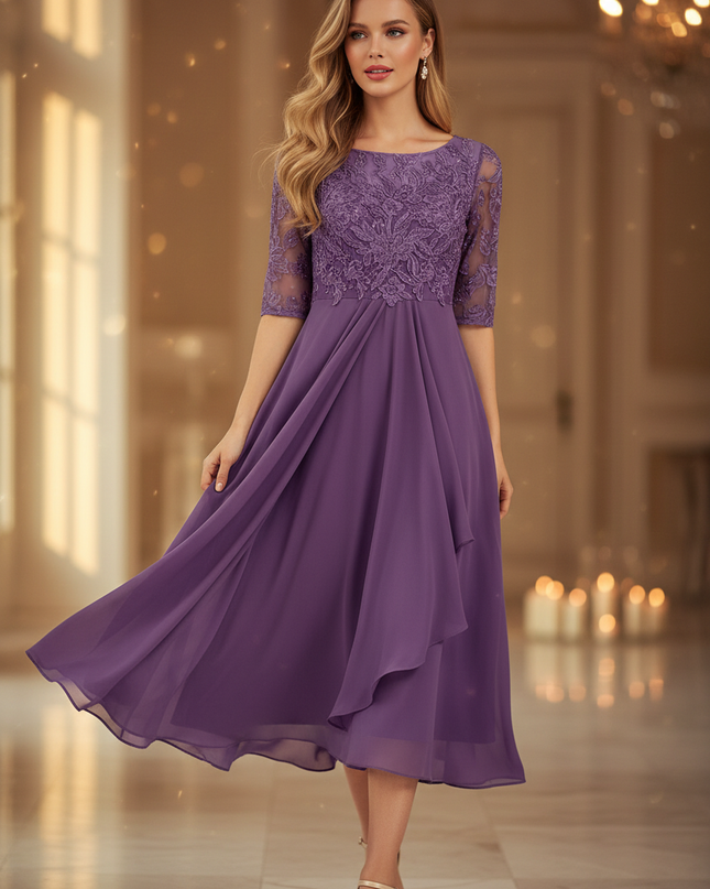 Festliches Chiffonkleid in Lila - Ansicht 1
