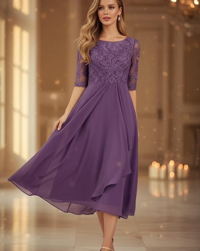 Festliches Chiffonkleid in Lila - Ansicht 3