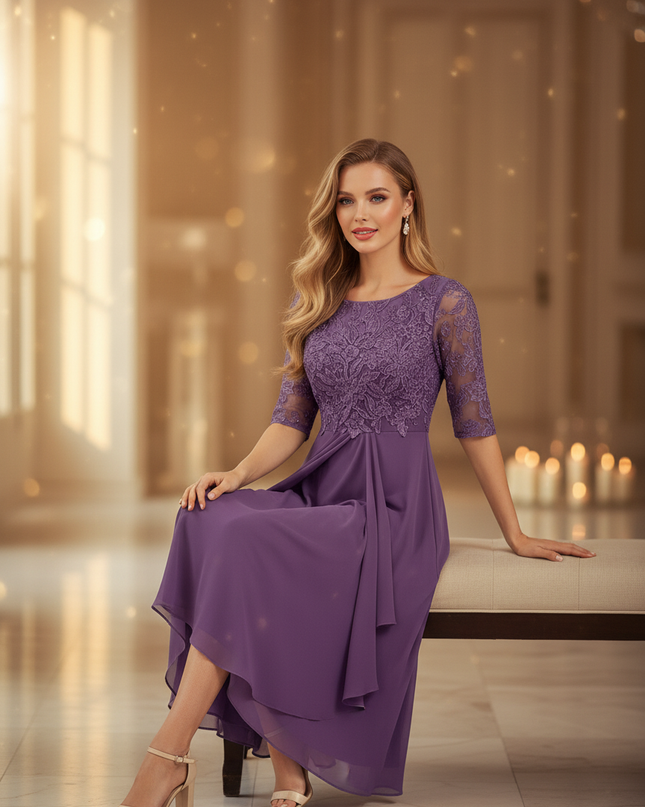 Festliches Chiffonkleid in Lila - Ansicht 5