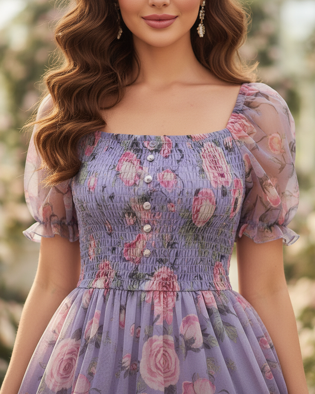 Lilafarbenes Chiffon-Midikleid - Ansicht 4