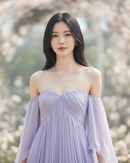 Chiffonkleid Lila Lang A-Linie - Ansicht 4