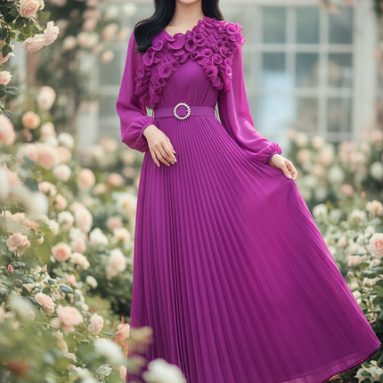 Lilafarbenes Kleid mit Blumenmuster - Ansicht 1