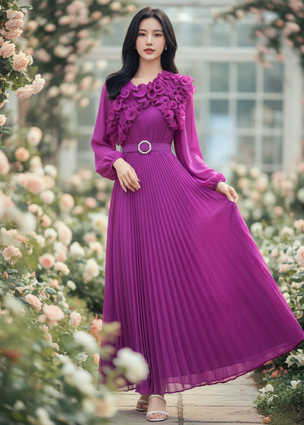 Lilafarbenes Kleid mit Blumenmuster - Ansicht 1