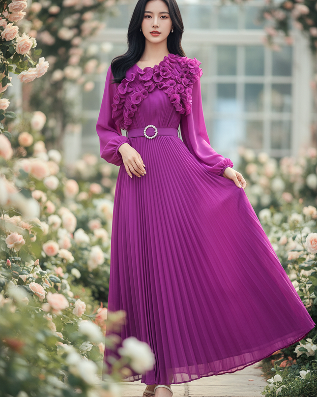 Lilafarbenes Kleid mit Blumenmuster - Ansicht 1