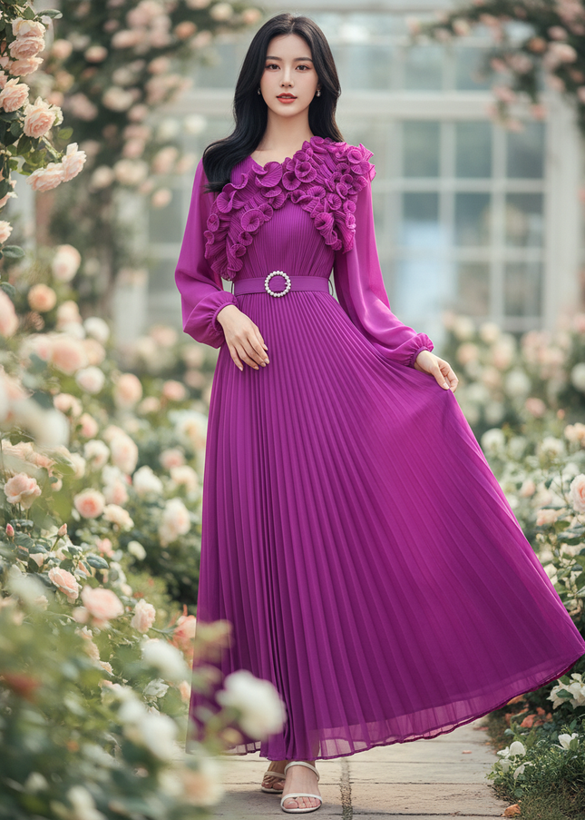 Lilafarbenes Kleid mit Blumenmuster - Ansicht 1