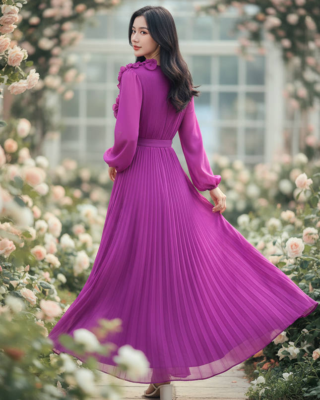 Lilafarbenes Kleid mit Blumenmuster - Ansicht 2