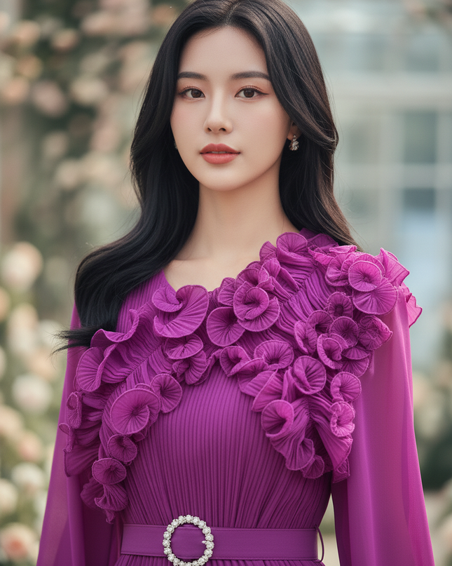 Lilafarbenes Kleid mit Blumenmuster - Ansicht 4