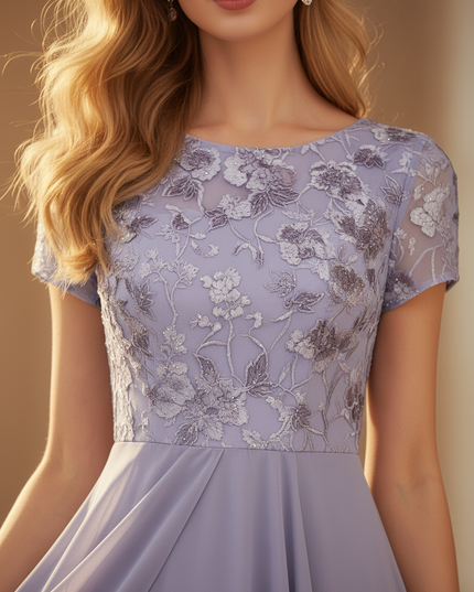 Chiffonkleid Hellblau Midi A-Linie - Ansicht 4