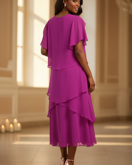 Elegantes Chiffonkleid in Lila - Ansicht 2