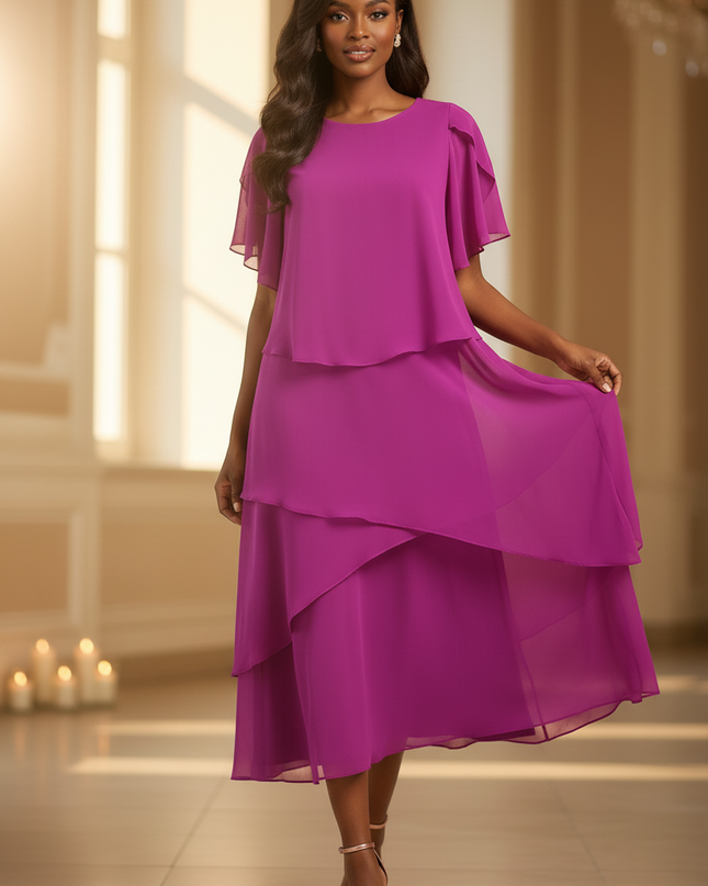 Elegantes Chiffonkleid in Lila - Ansicht 3