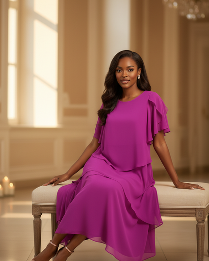 Elegantes Chiffonkleid in Lila - Ansicht 5