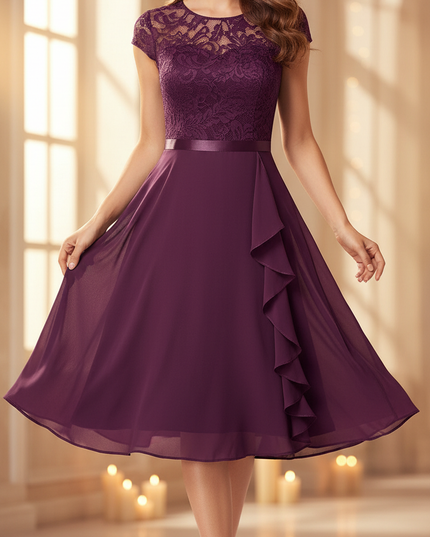 Festliches Chiffon-Midikleid in Lila - Ansicht 1