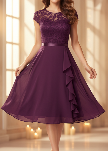 Festliches Chiffon-Midikleid in Lila - Ansicht 1