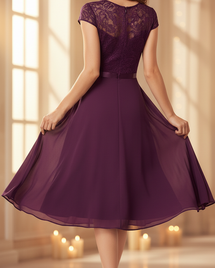 Festliches Chiffon-Midikleid in Lila - Ansicht 2