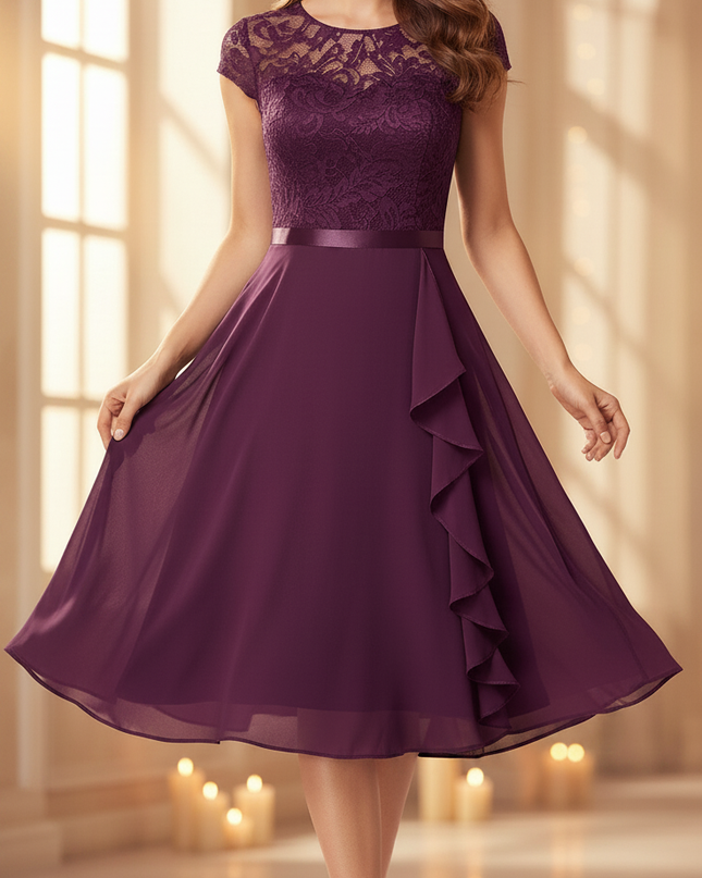 Festliches Chiffon-Midikleid in Lila - Ansicht 3