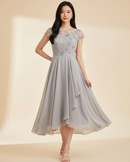 Chiffonkleid mit eleganter Schnuerung - Ansicht 1