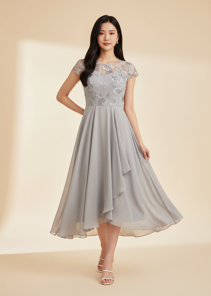 Chiffonkleid mit eleganter Schnuerung - Ansicht 1