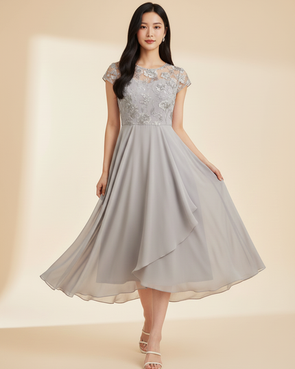 Chiffonkleid mit eleganter Schnuerung - Ansicht 3
