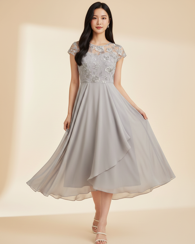 Chiffonkleid mit eleganter Schnuerung - Ansicht 3
