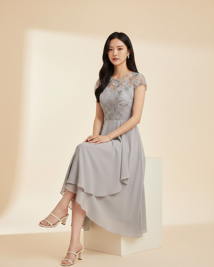 Chiffonkleid mit eleganter Schnuerung - Ansicht 5