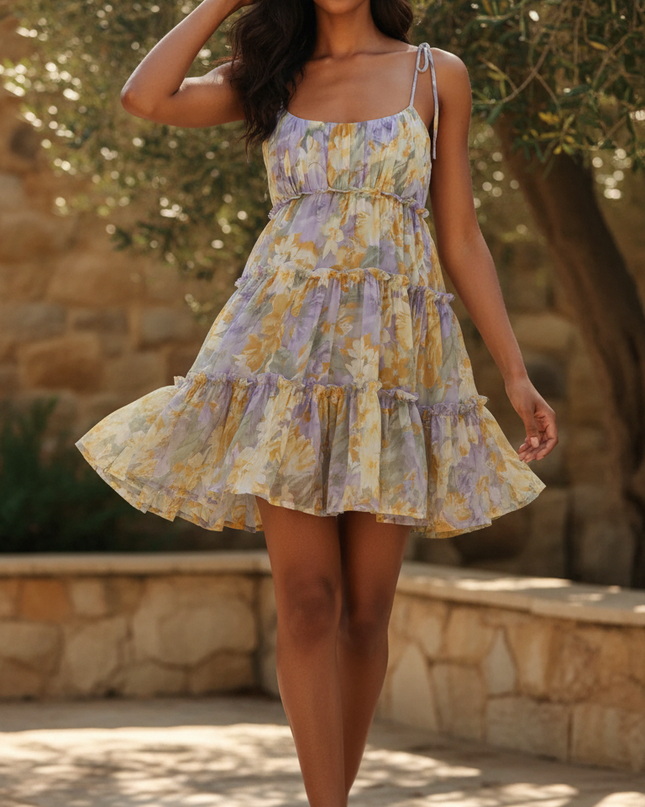 Elegantes Chiffonkleid mit Volants - Ansicht 1