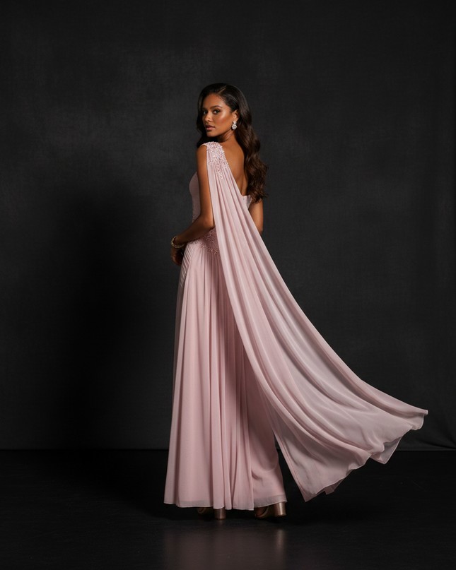 Rosa Abendkleid aus Chiffon - Ansicht 2