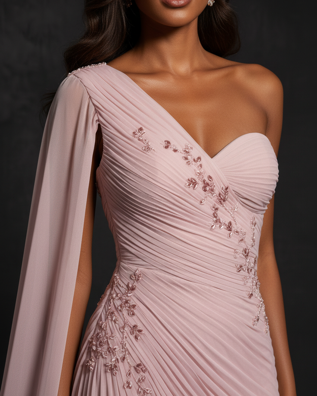 Rosa Abendkleid aus Chiffon - Ansicht 4