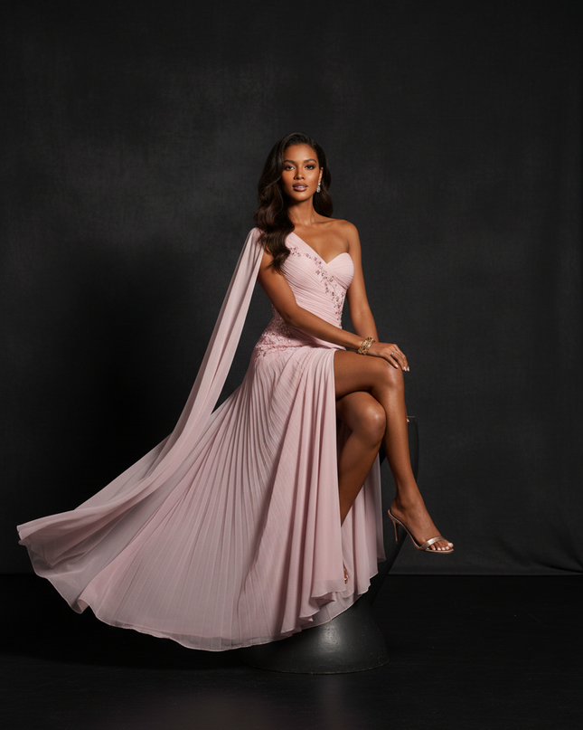 Rosa Abendkleid aus Chiffon - Ansicht 5