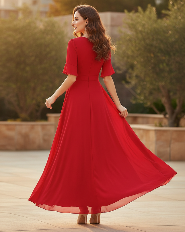 Leichtes Chiffonkleid mit V-Ausschnitt - Ansicht 2