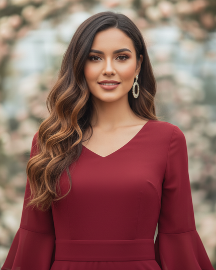 Rotes langes Chiffonkleid - Ansicht 4