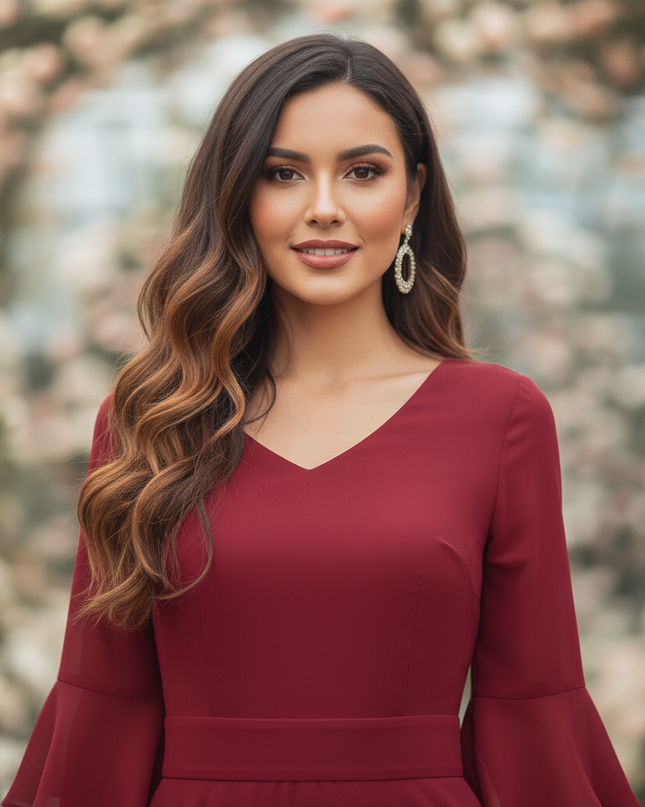 Rotes langes Chiffonkleid - Ansicht 4