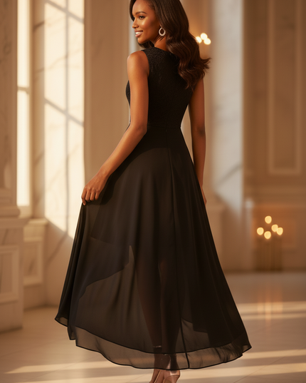 Chiffonkleid mit Spitze & Schlitz - Ansicht 2