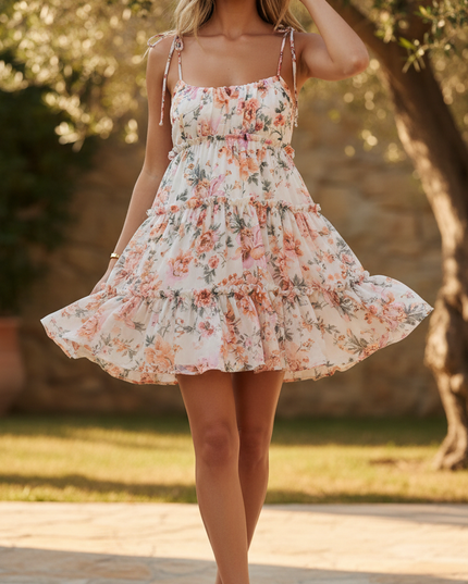Leichtes Chiffonkleid mit Volants - Ansicht 1