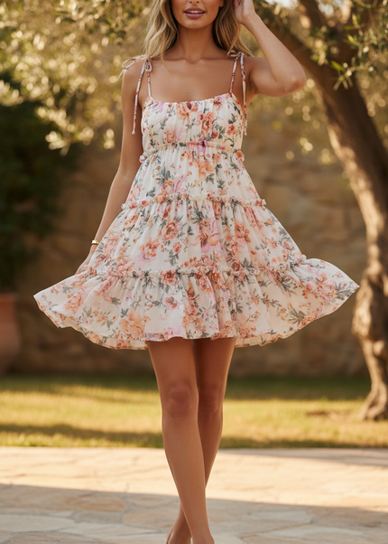Leichtes Chiffonkleid mit Volants - Ansicht 1