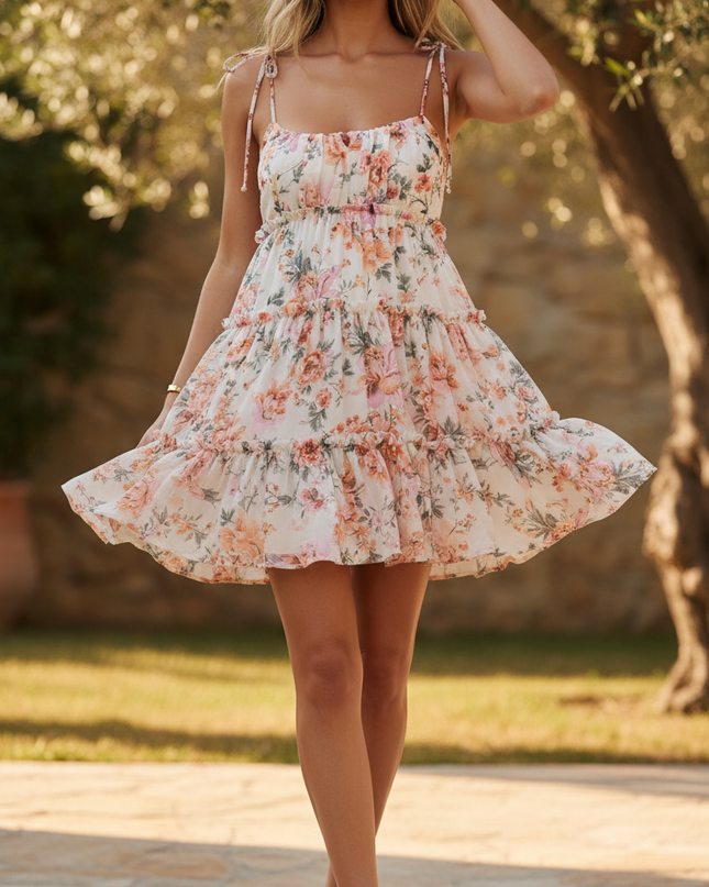 Leichtes Chiffonkleid mit Volants - Ansicht 1