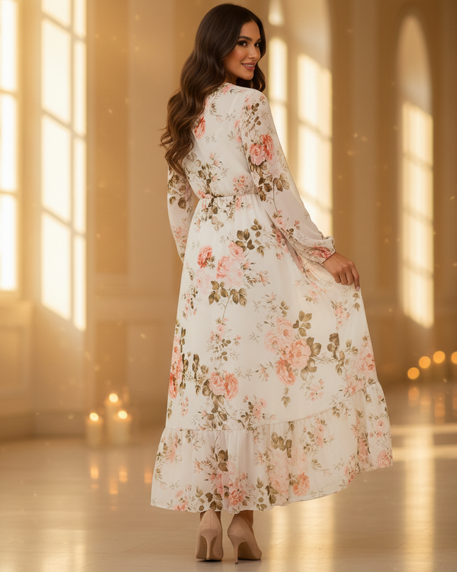Weisses kurzes Chiffonkleid mit Langarm - Ansicht 2