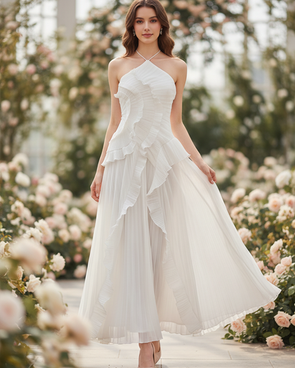 Weisses Kleid mit One-Shoulder-Schnitt - Ansicht 1