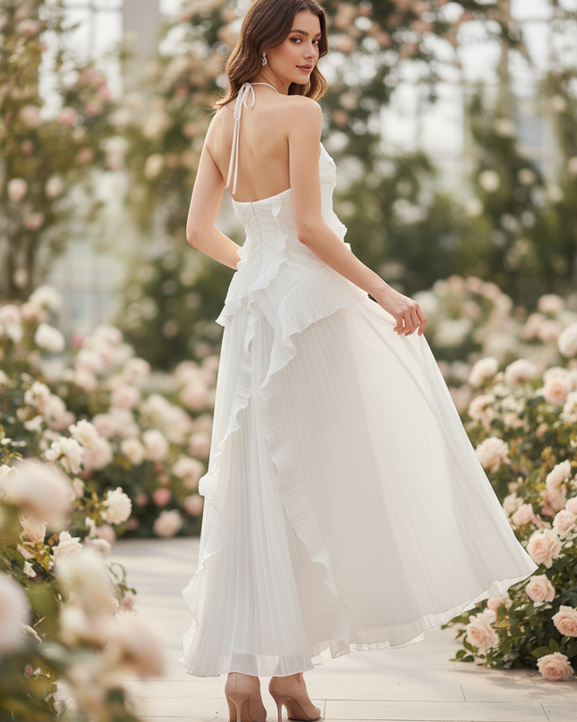 Weisses Kleid mit One-Shoulder-Schnitt - Ansicht 2