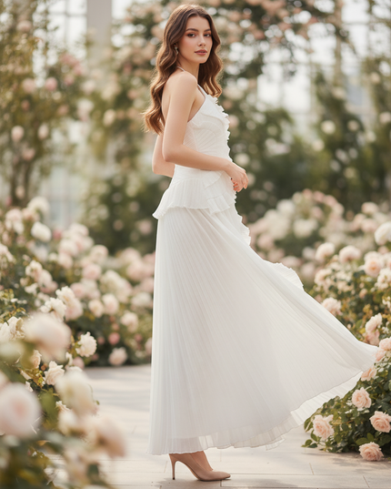 Weisses Kleid mit One-Shoulder-Schnitt - Ansicht 3