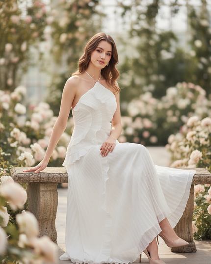 Weisses Kleid mit One-Shoulder-Schnitt - Ansicht 5