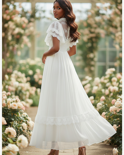 Festliches Chiffon-Midikleid in Weiss - Ansicht 2
