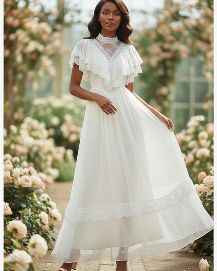 Festliches Chiffon-Midikleid in Weiss - Ansicht 3