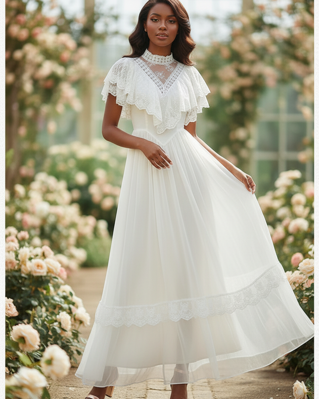 Festliches Chiffon-Midikleid in Weiss - Ansicht 3