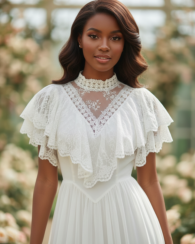 Festliches Chiffon-Midikleid in Weiss - Ansicht 4