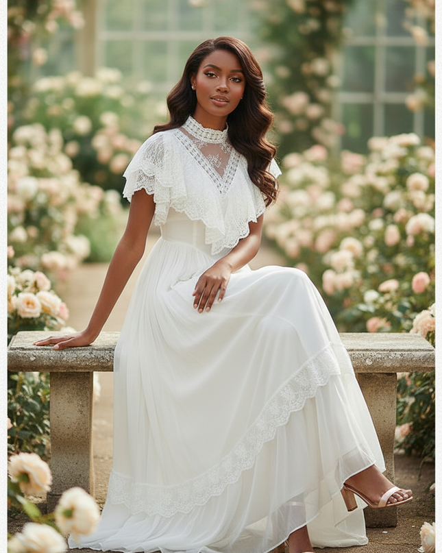 Festliches Chiffon-Midikleid in Weiss - Ansicht 5