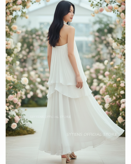 Weisses langes Kleid mit Neckholder - Ansicht 2