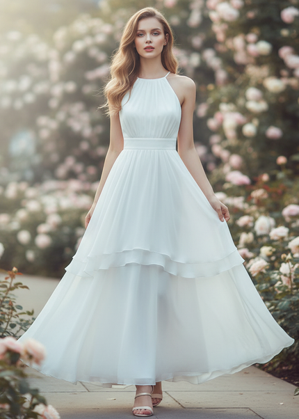 Weisses kurzes Kleid mit Neckholder - Ansicht 1