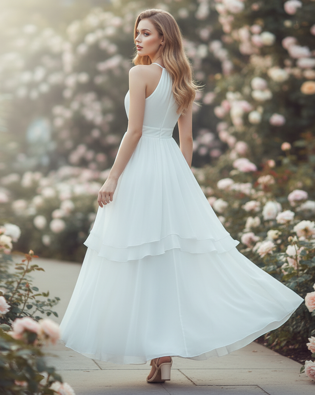 Weisses kurzes Kleid mit Neckholder - Ansicht 2