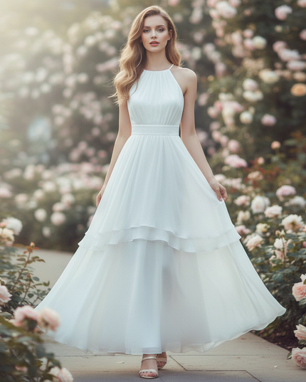Weisses kurzes Kleid mit Neckholder - Ansicht 3